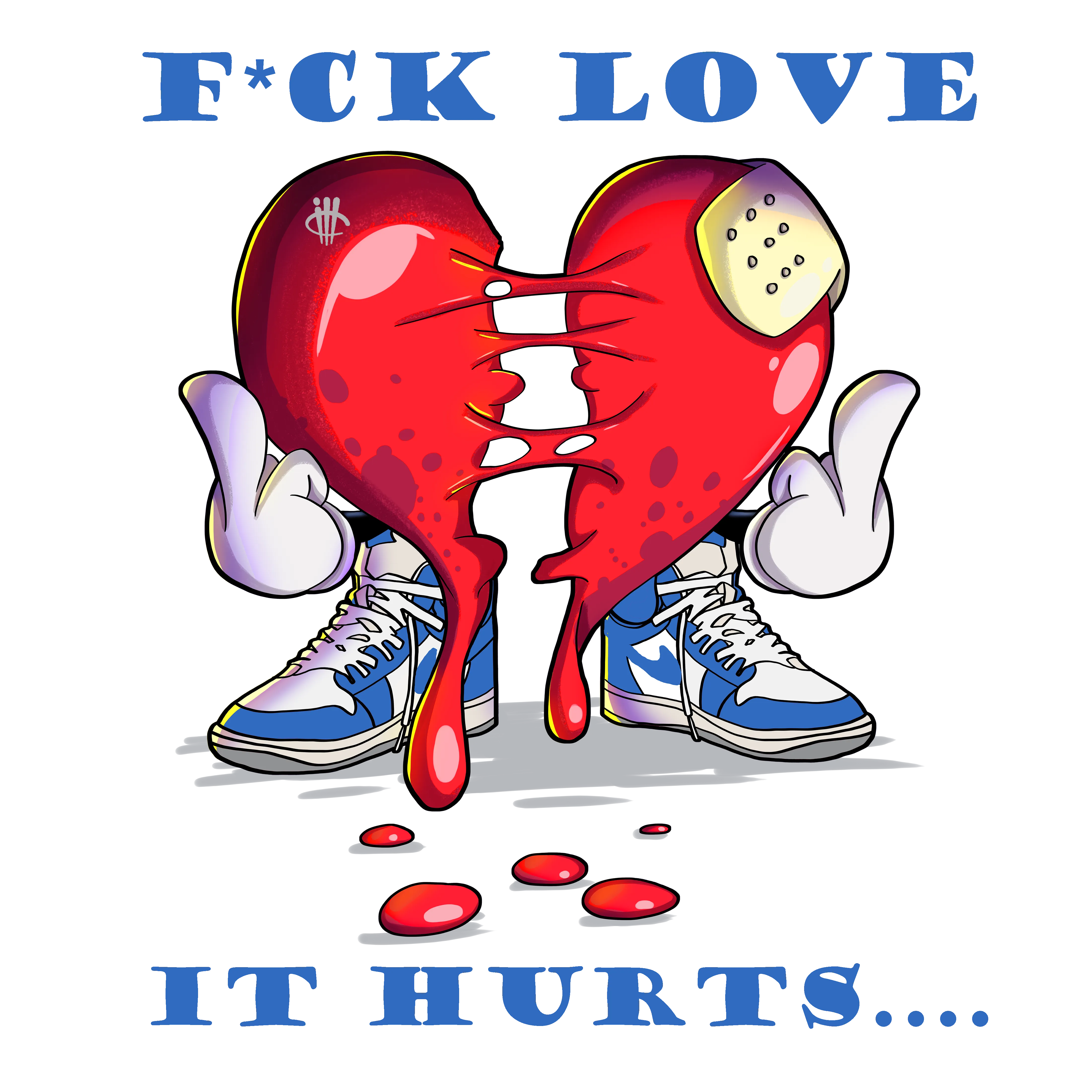 Air Jordan 1 High OG True Blue - Grey T-Shirt (F LOVE IT HURTS)