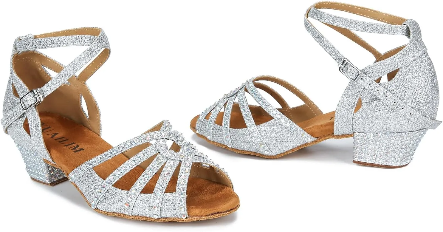 Ballroom Rhinestone Dance Shoes Women Latin Salsa Bachata Social Dancing Sandals L6885