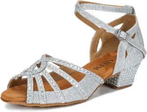 Ballroom Rhinestone Dance Shoes Women Latin Salsa Bachata Social Dancing Sandals L6885