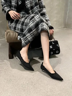 binfenxie  - Pointed Toe Women Loafers Casual Mules Shoes Shallow Slip On Sequined Cloth Autumn Spring Party Dress Casual Party Pumps 35-39