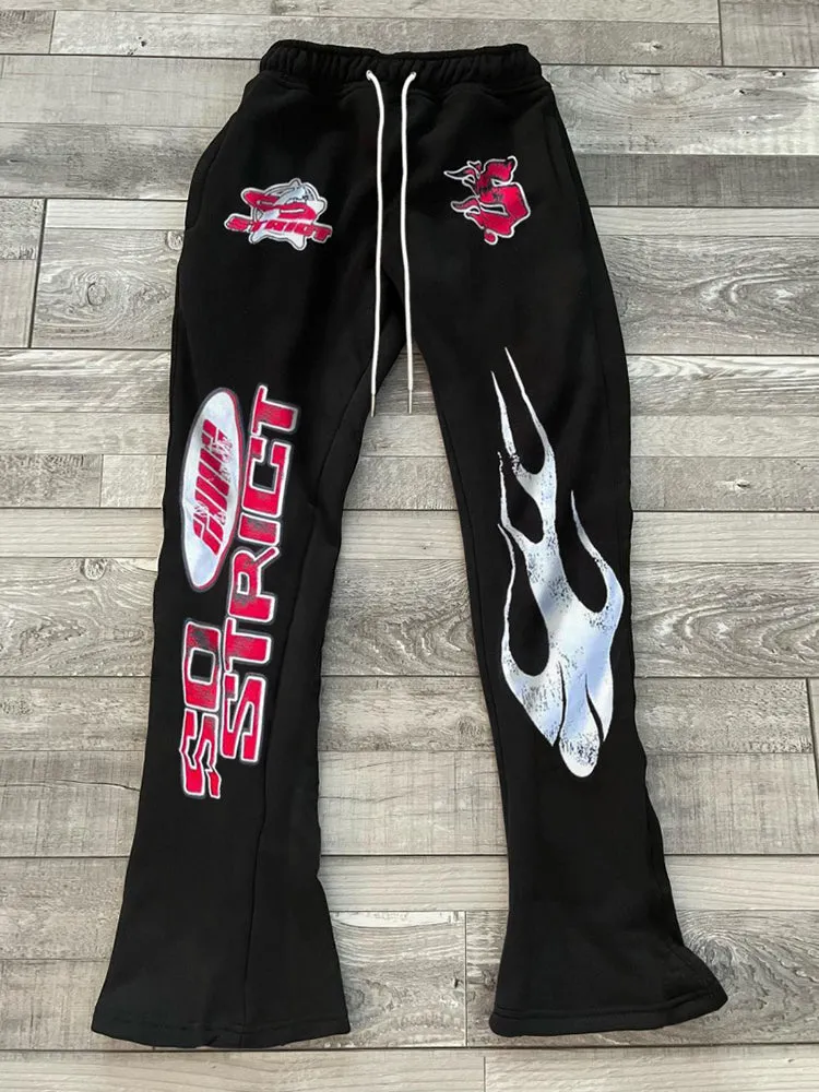Blavra Vintage Street Style Graphic Stylish Casual Flared Sweatpants