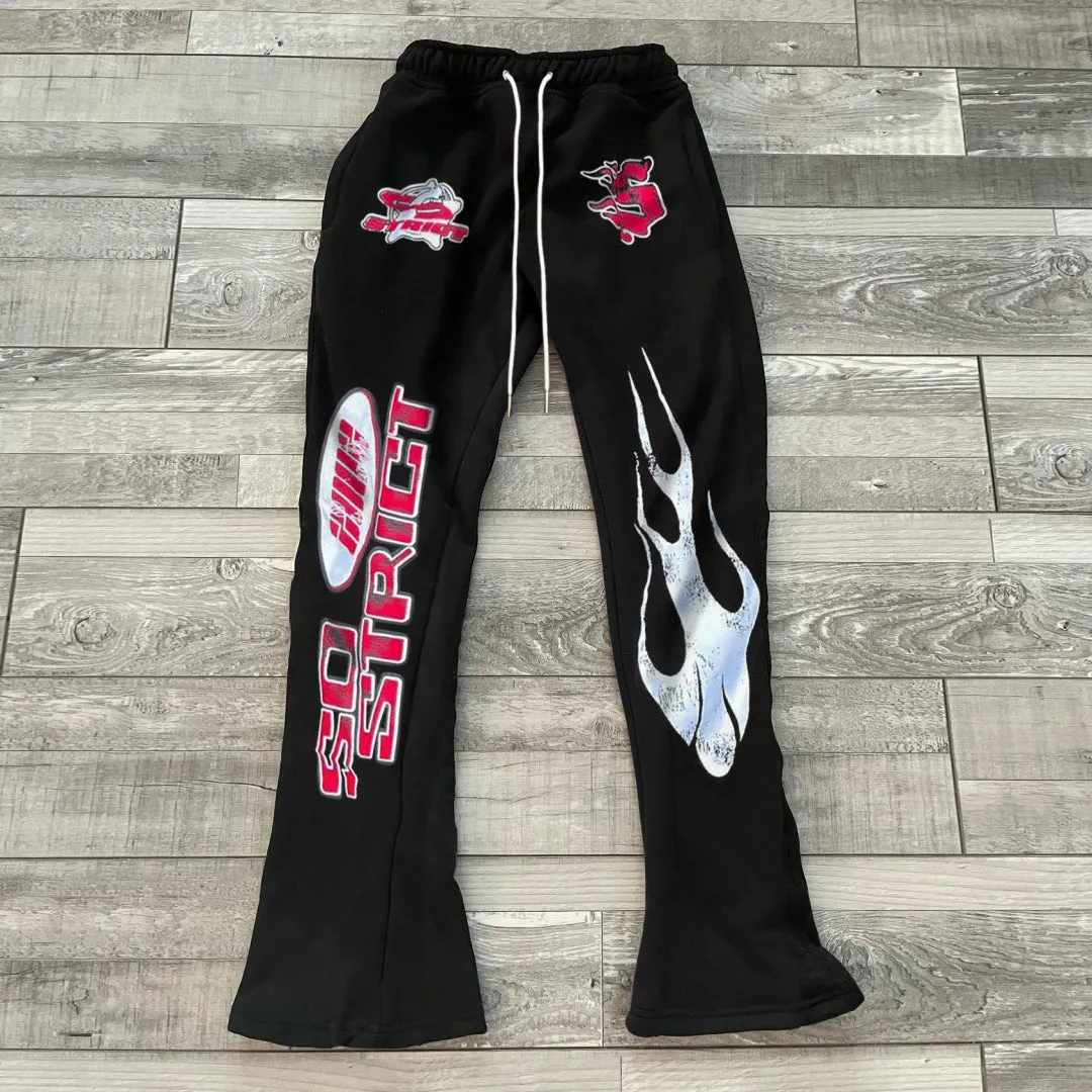 Blavra Vintage Street Style Graphic Stylish Casual Flared Sweatpants