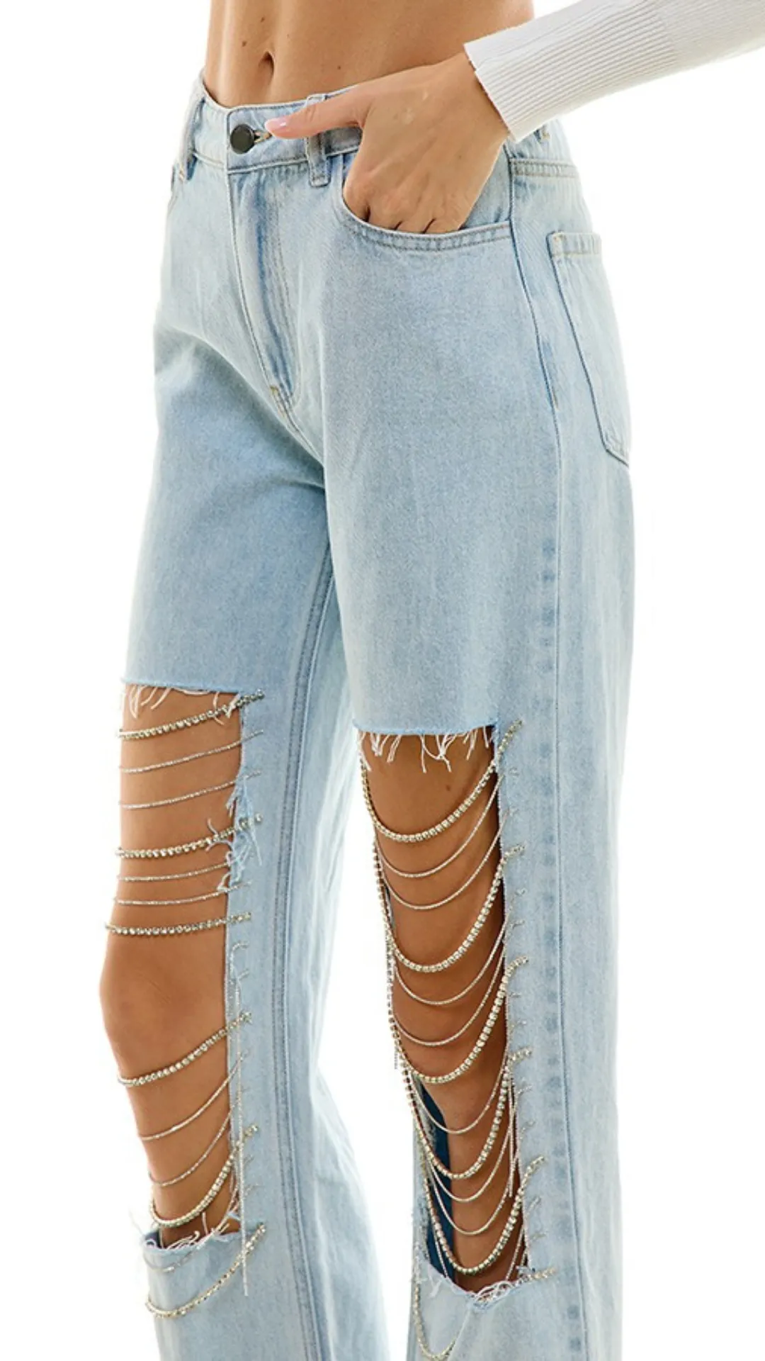 Chain Wide Leg Denim Pant
