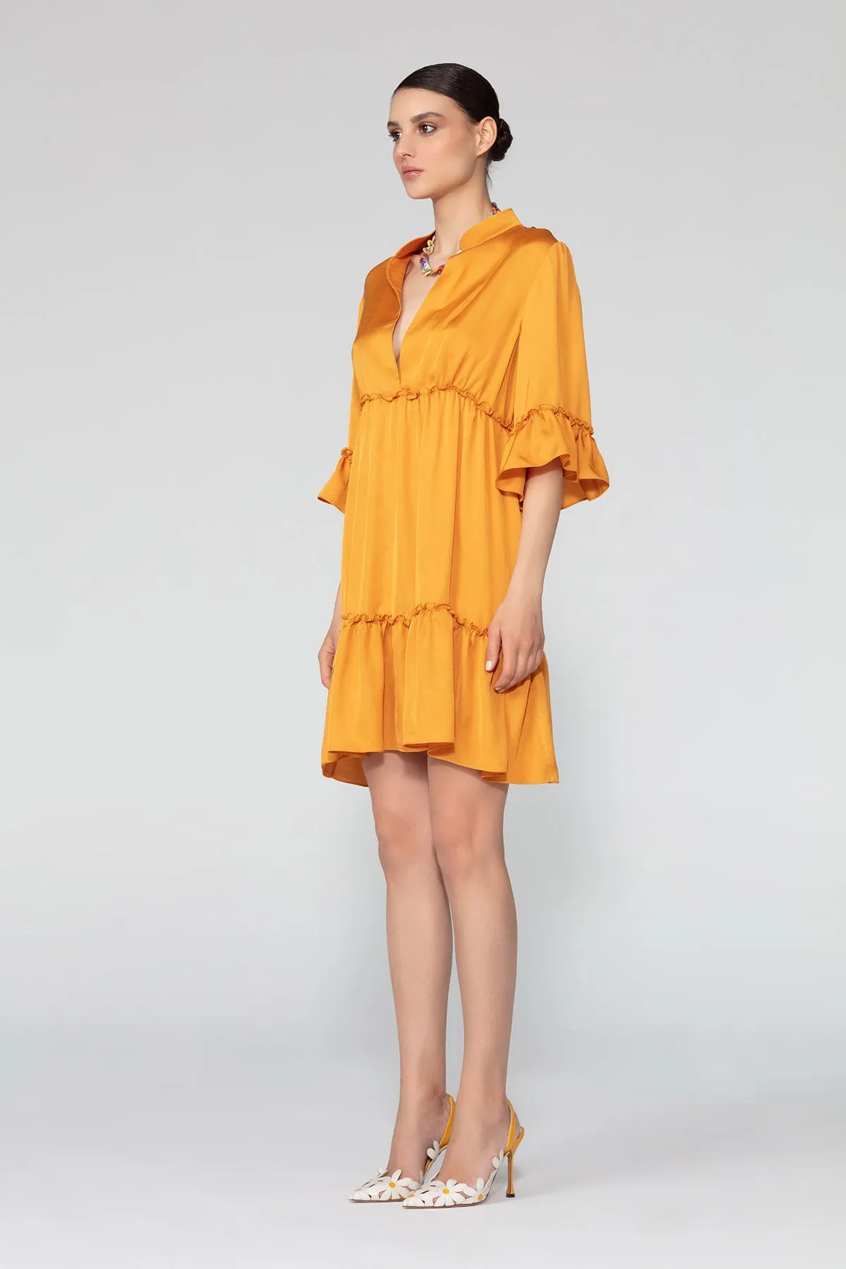 Cyrus3/4 Sleeve Mini Dress With Frill Detail