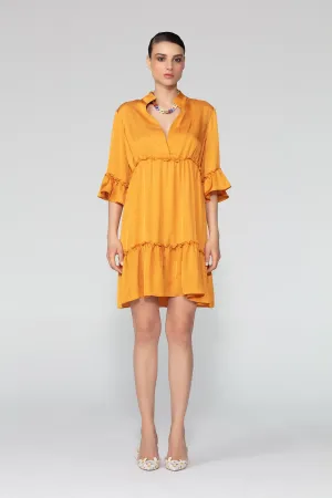 Cyrus3/4 Sleeve Mini Dress With Frill Detail