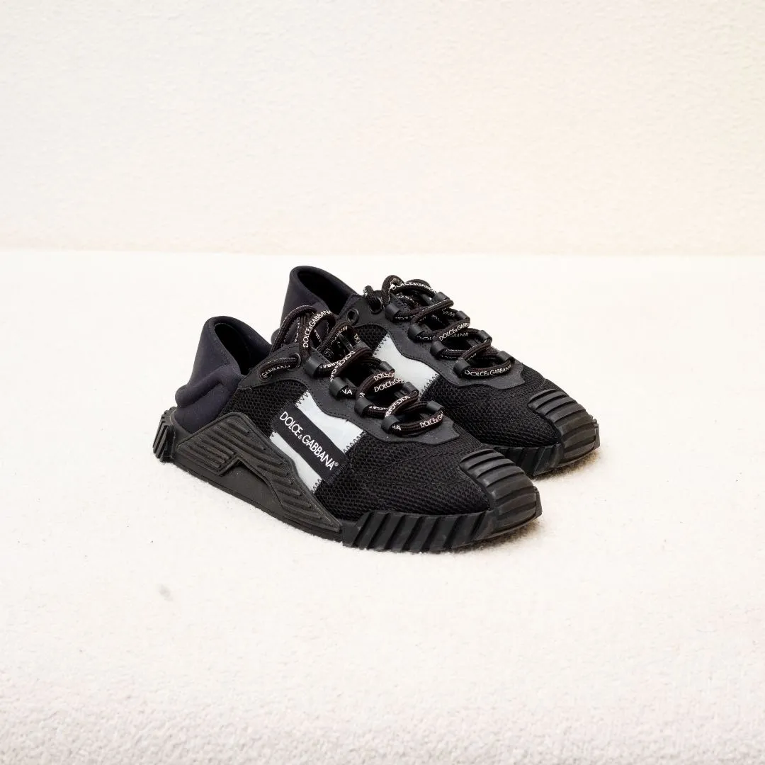 Dolce & Gabbana Black Mixed-materials NS1 slip-on sneakers, 42.5