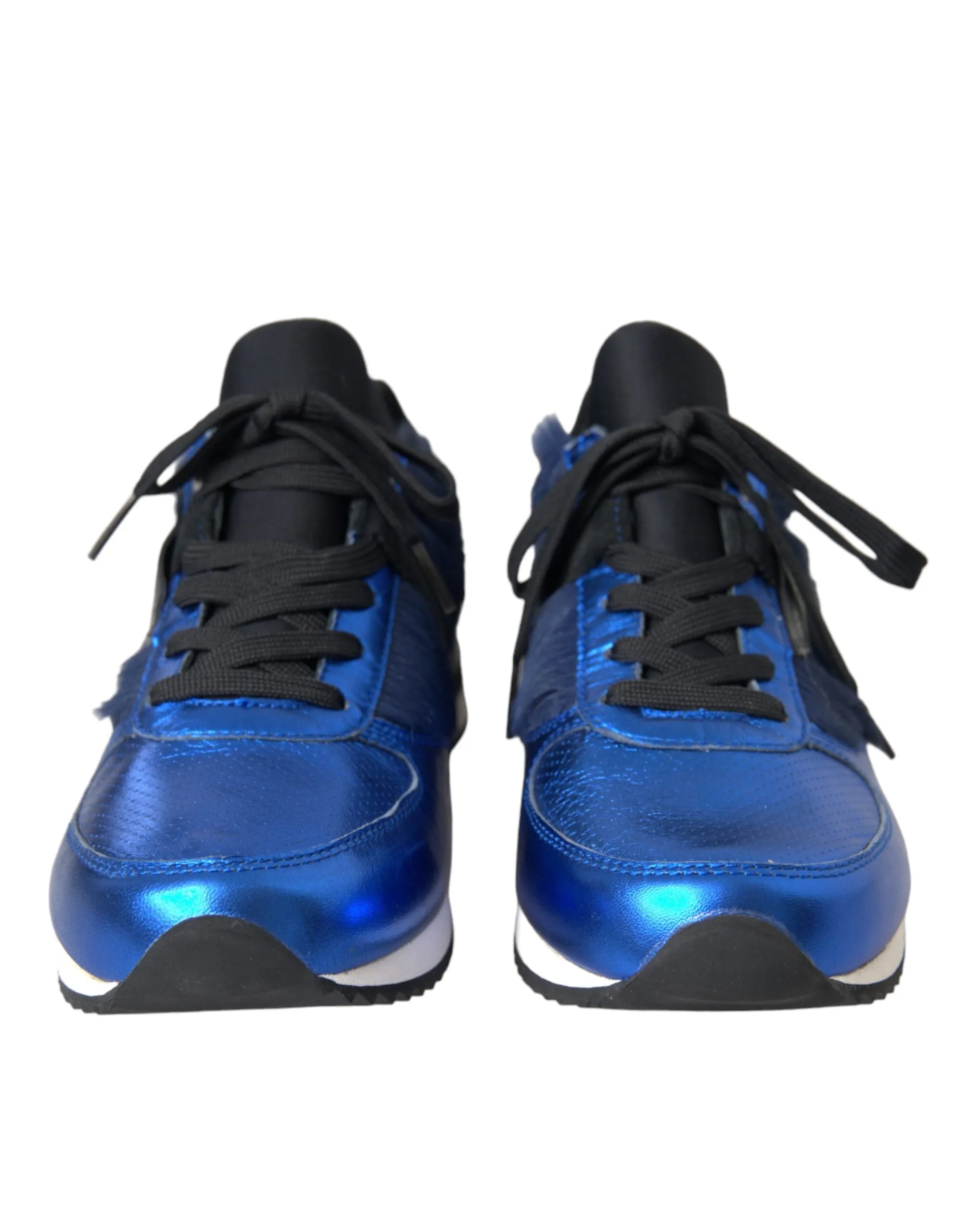 Dolce & Gabbana Blue Black Calf Hair Leather Sneakers Sko