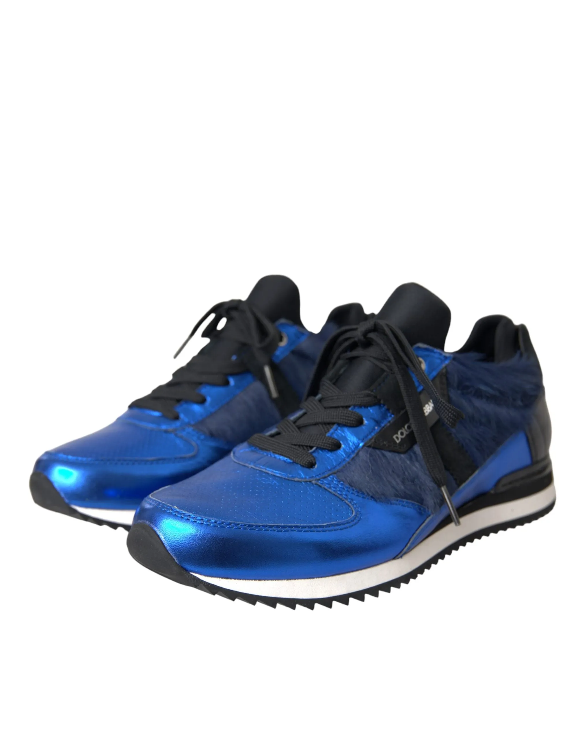 Dolce & Gabbana Blue Black Calf Hair Leather Sneakers Sko