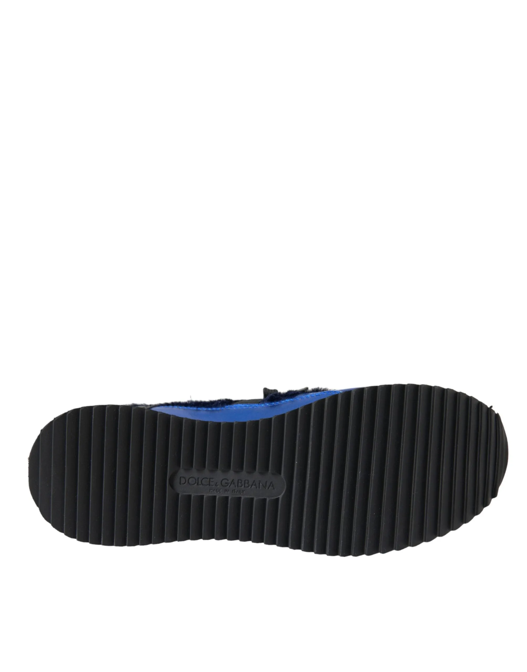 Dolce & Gabbana Blue Black Calf Hair Leather Sneakers Sko