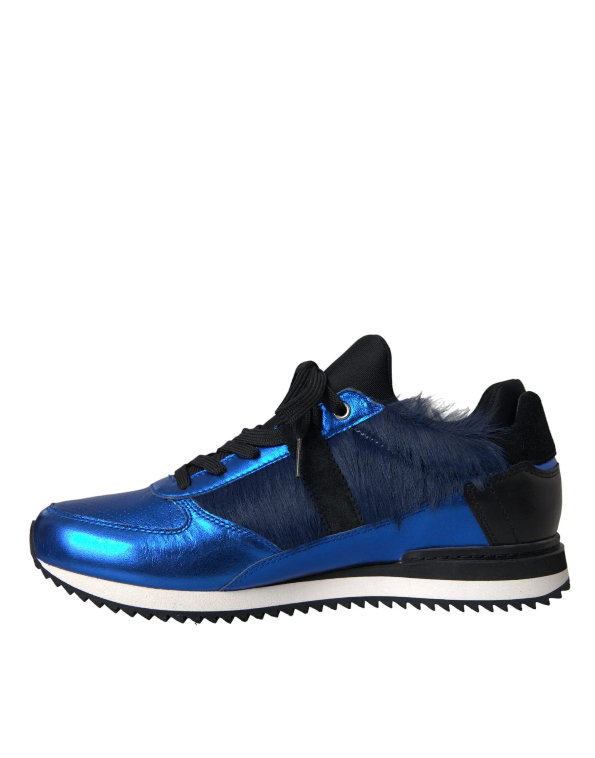 Dolce & Gabbana Blue Black Calf Hair Leather Sneakers Sko