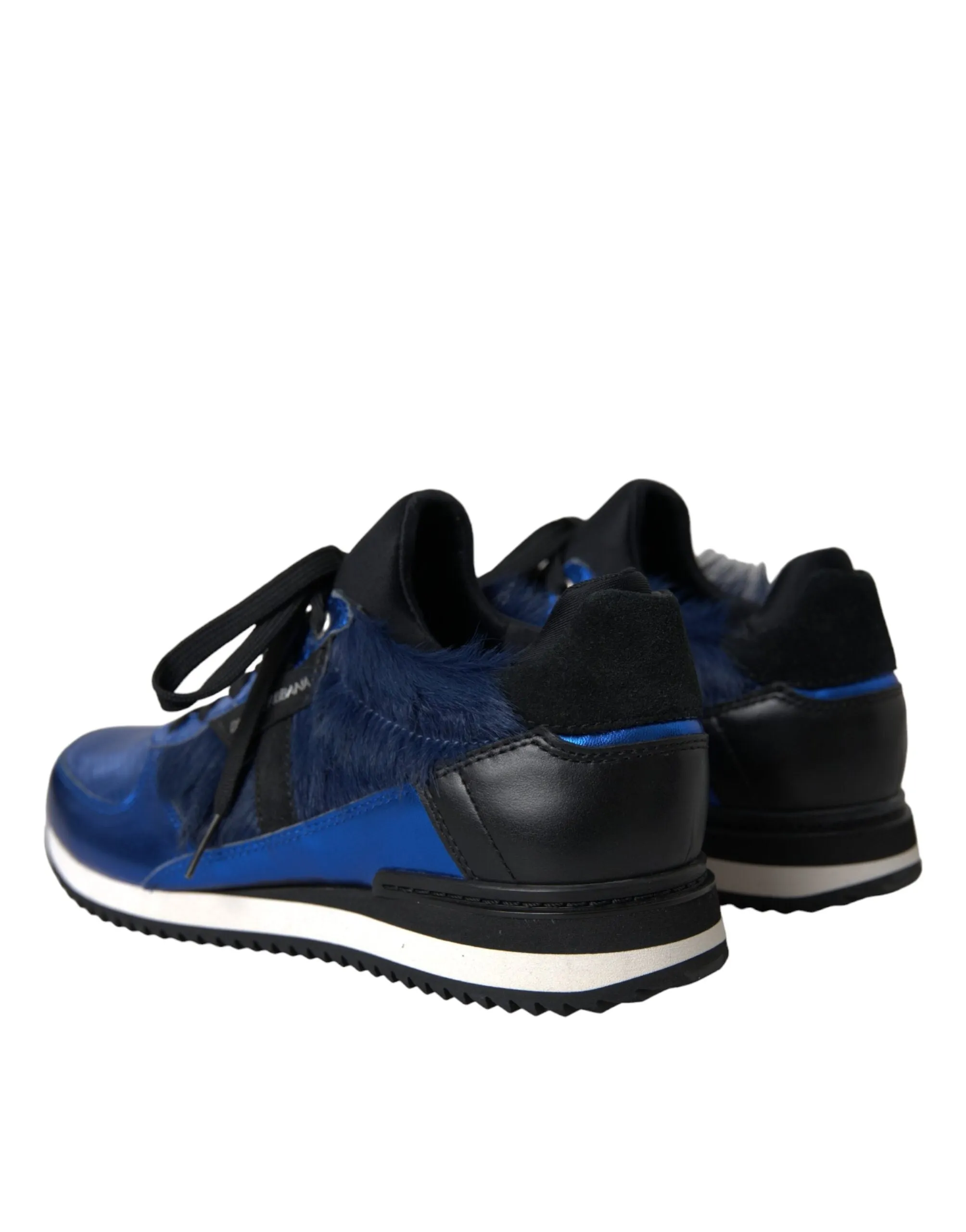 Dolce & Gabbana Blue Black Calf Hair Leather Sneakers Sko