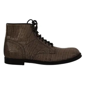 Dolce & Gabbana Elegant Crocodile Derby Brogue Boots