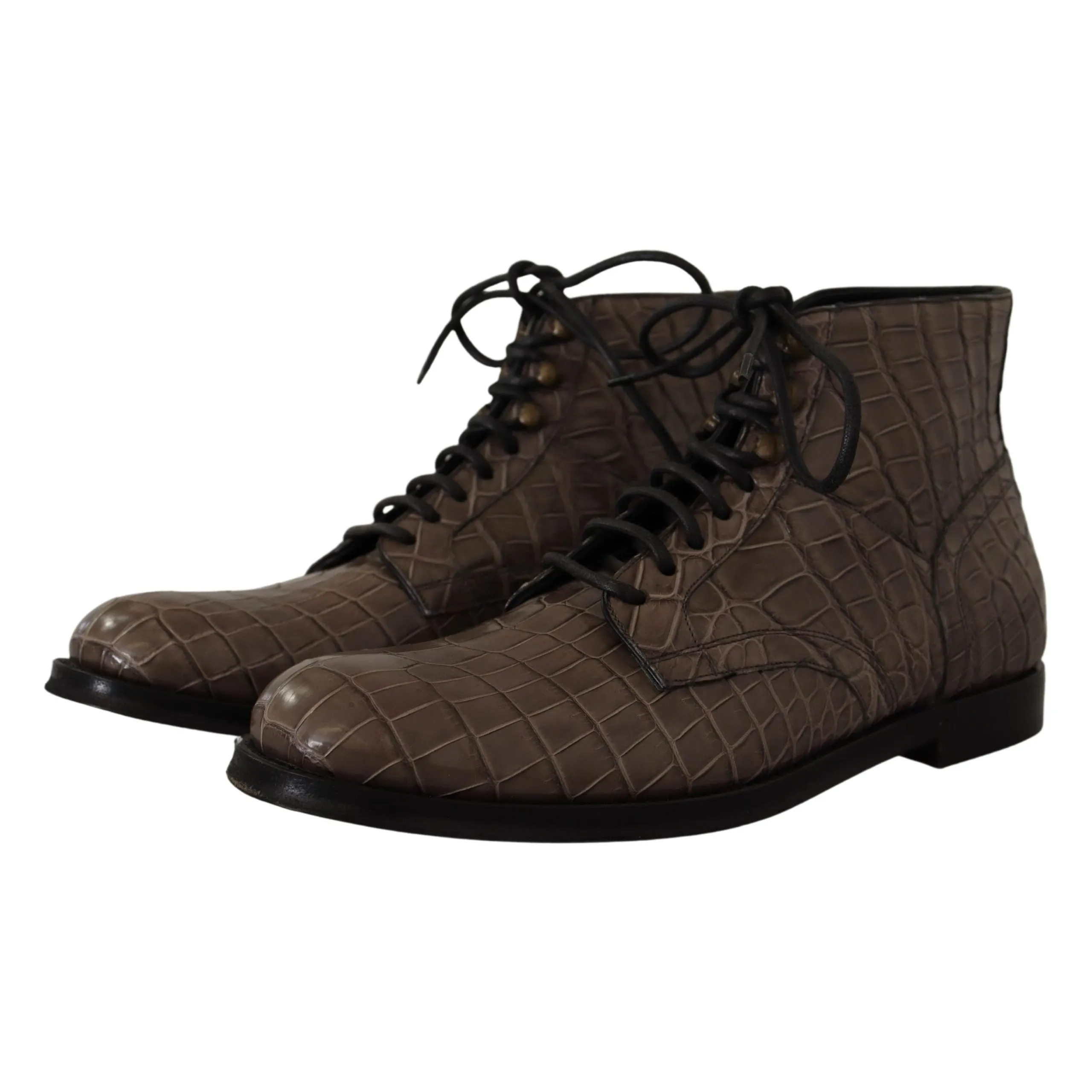 Dolce & Gabbana Elegant Crocodile Derby Brogue Boots