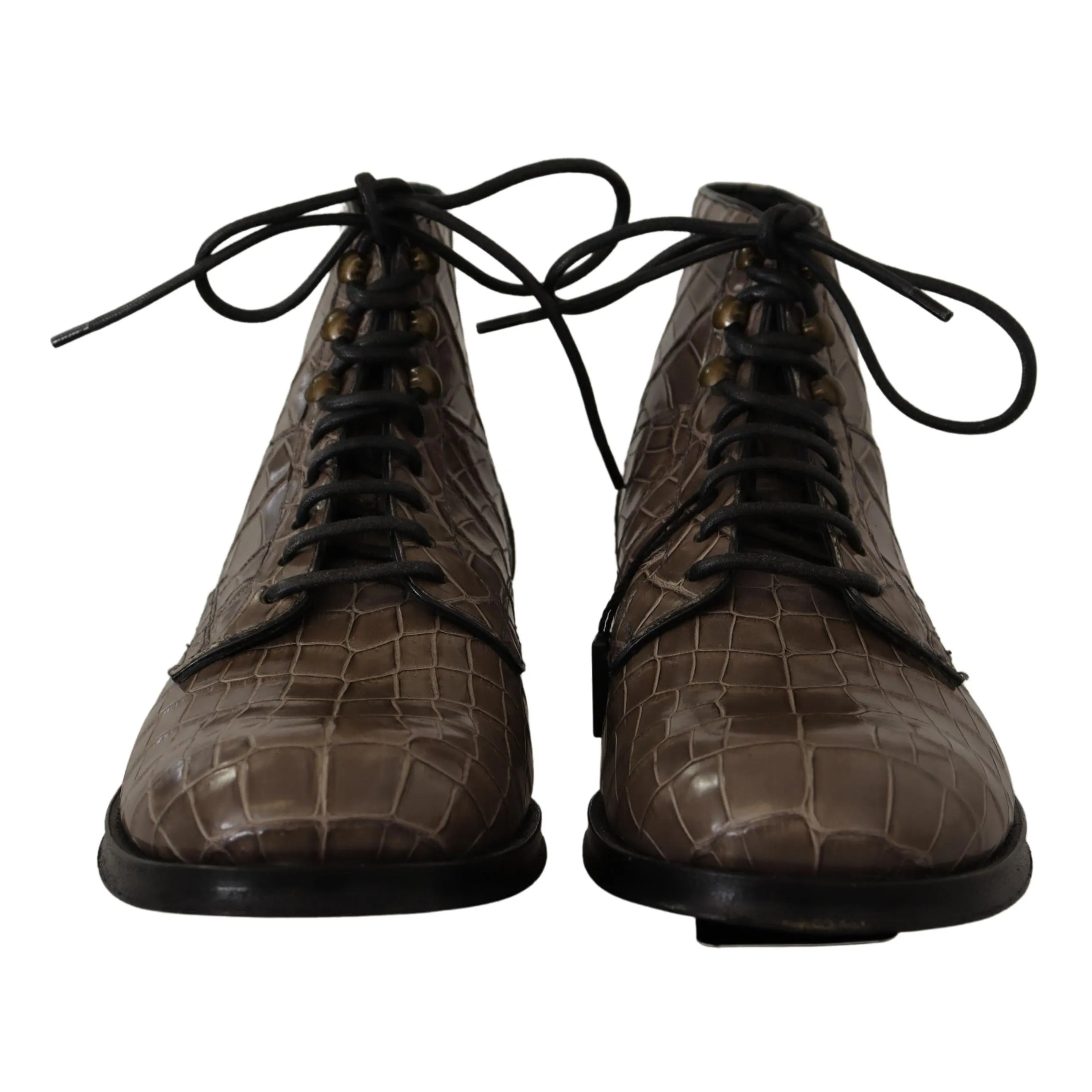 Dolce & Gabbana Elegant Crocodile Derby Brogue Boots