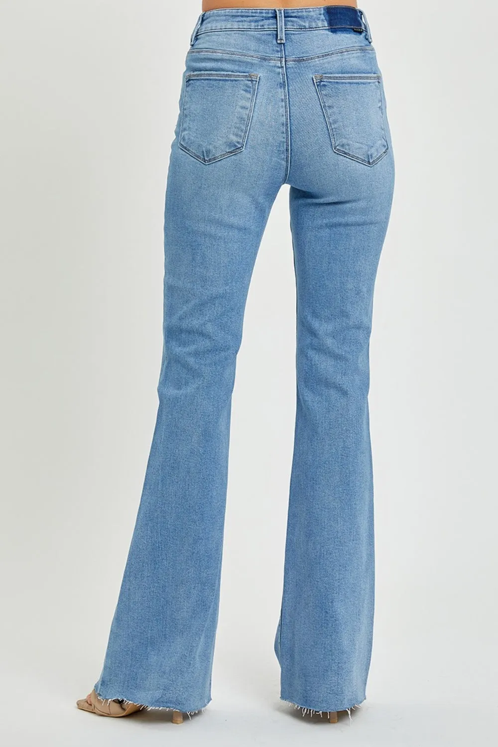 Explore More Collection - RISEN Full Size High Rise Raw Cut Hem Bootcut Jeans