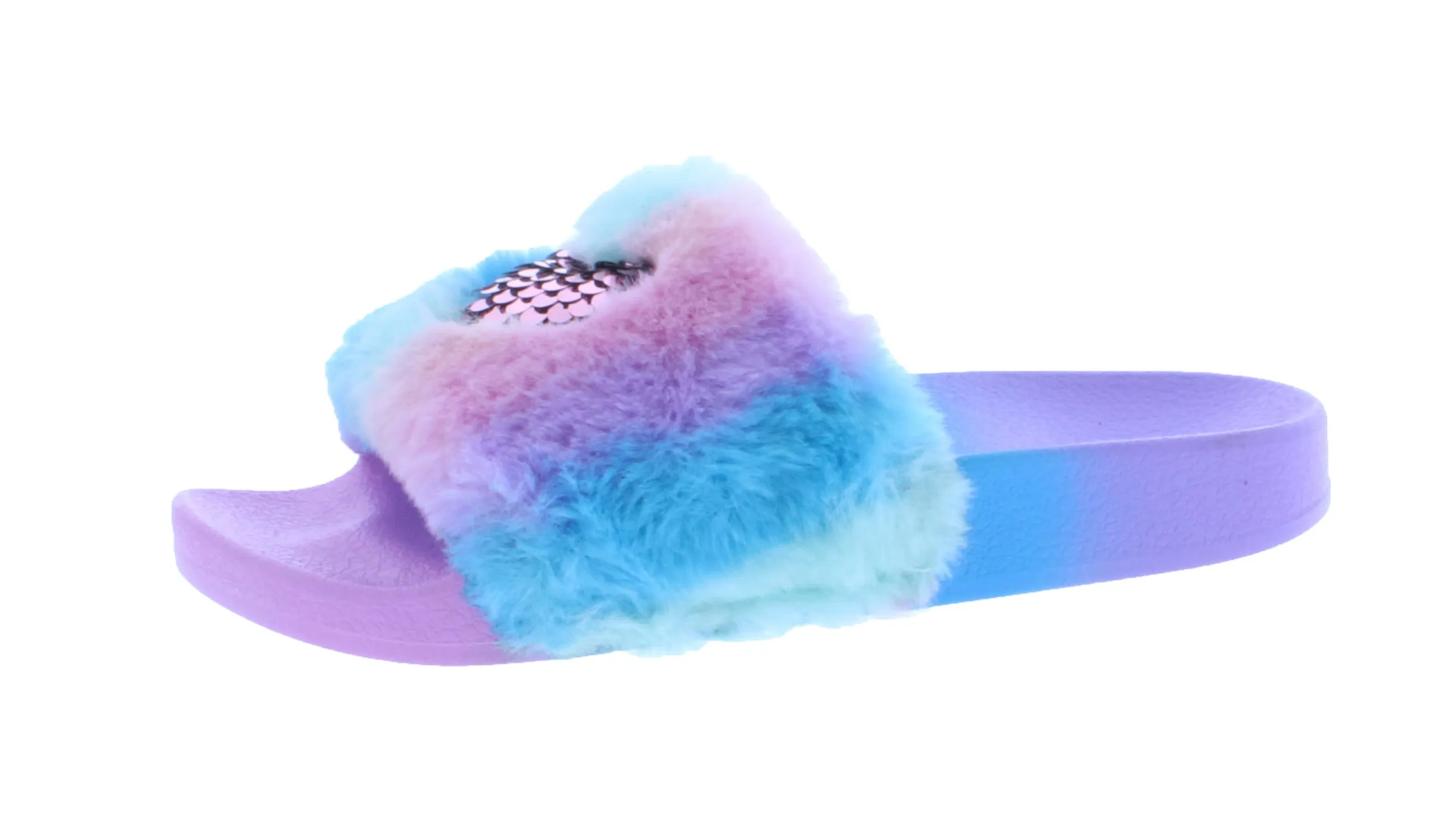 Girls Faux Fur and Sequin Heart Slipper