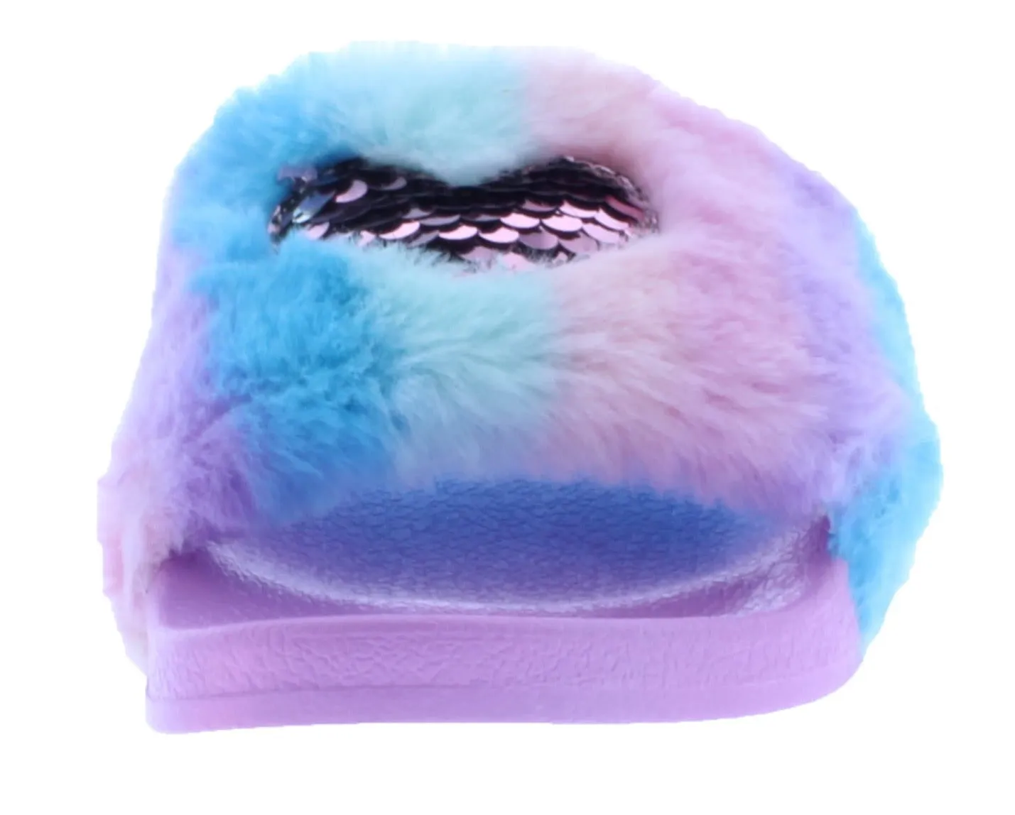 Girls Faux Fur and Sequin Heart Slipper