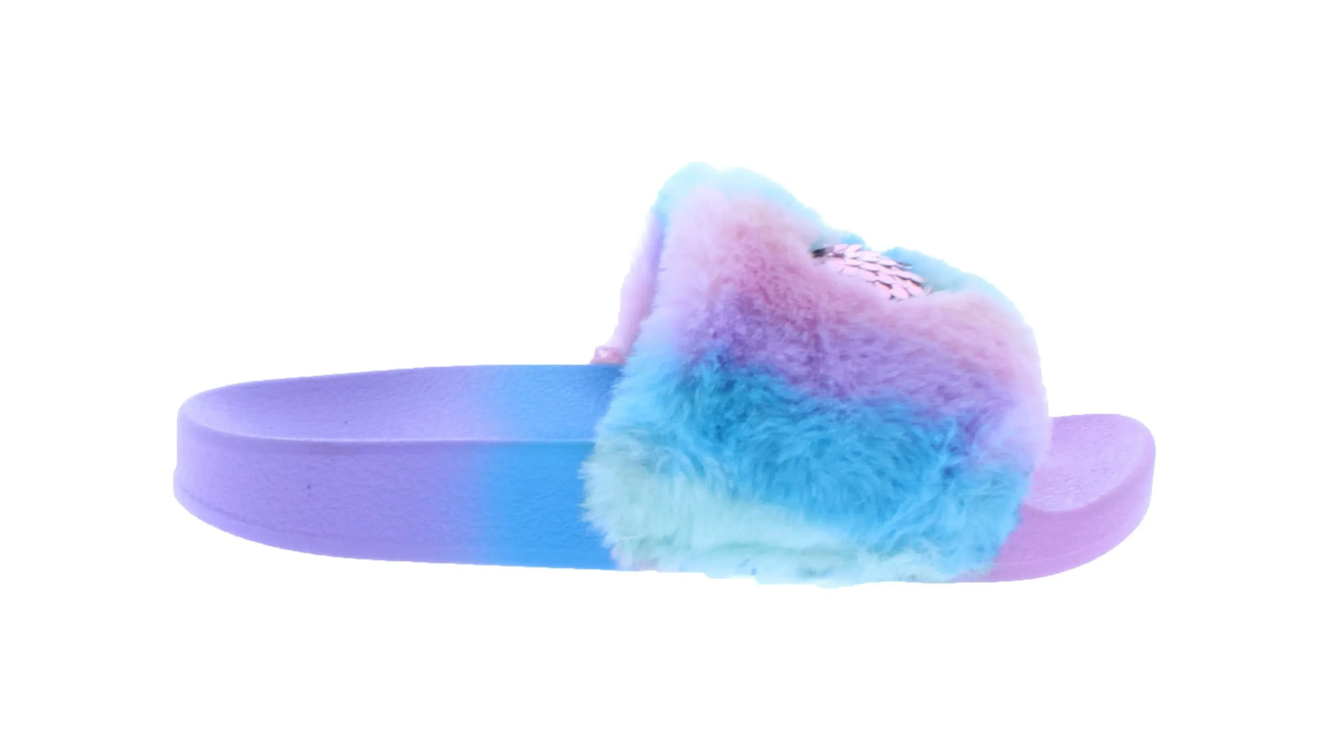 Girls Faux Fur and Sequin Heart Slipper