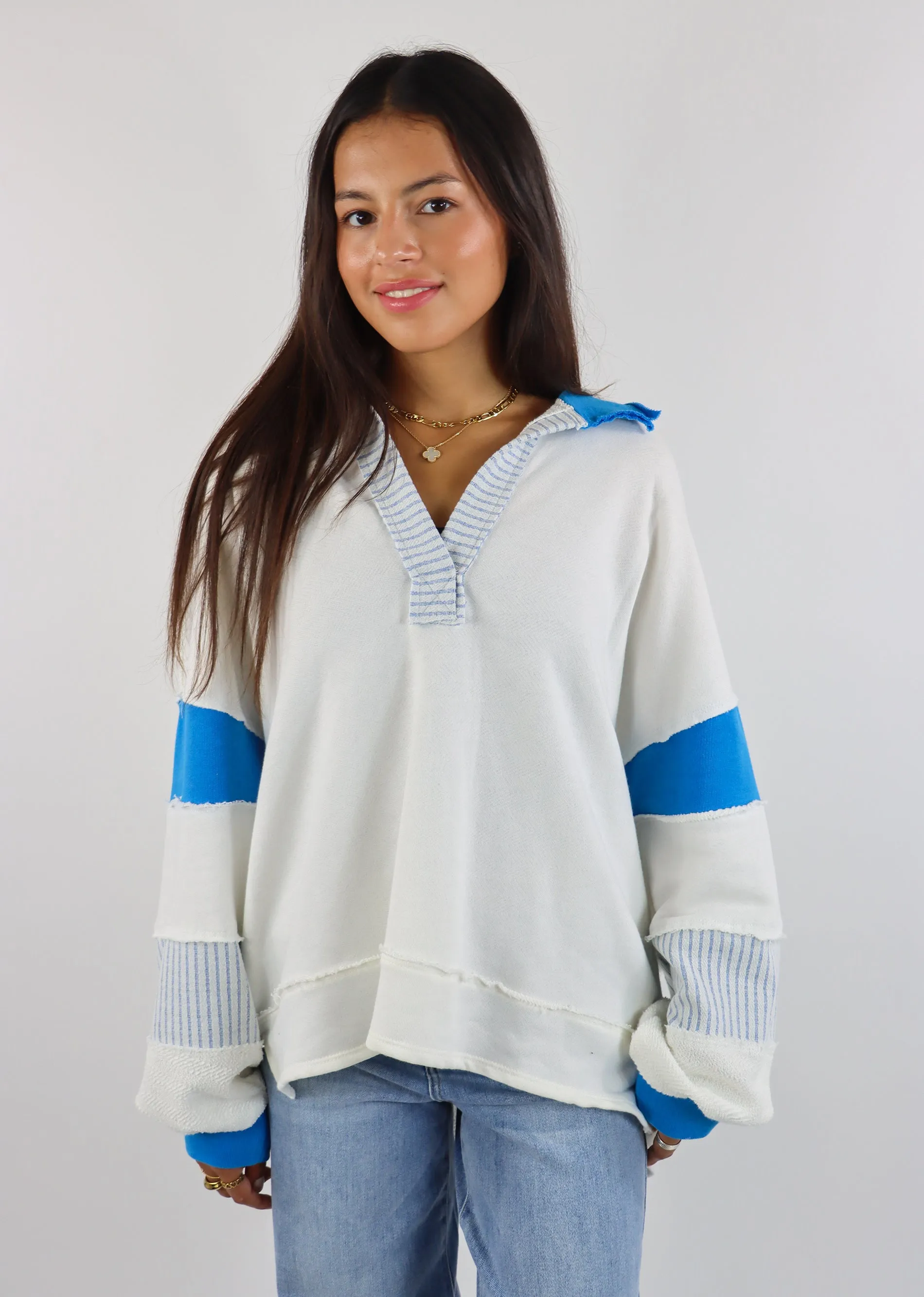 Good To Me Pullover ★ White & Blue
