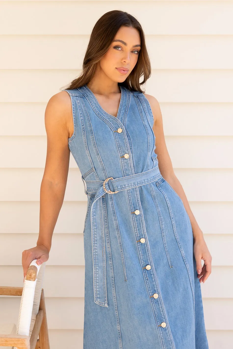 GRAYSON DENIM MIDI DRESS