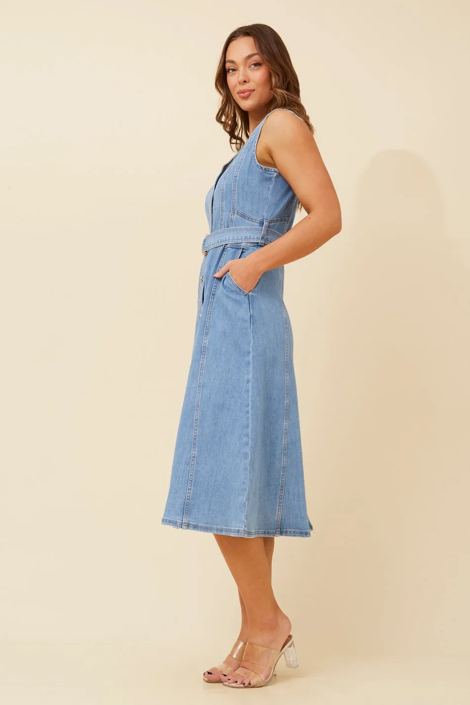 GRAYSON DENIM MIDI DRESS
