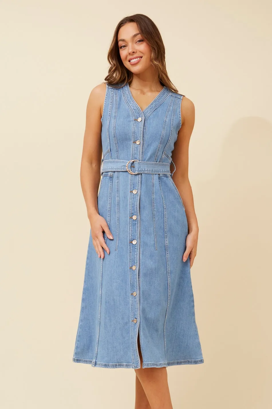 GRAYSON DENIM MIDI DRESS