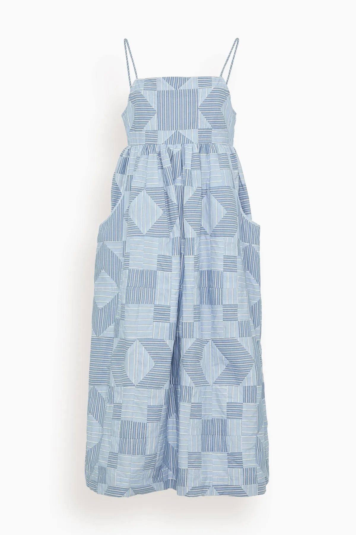 Helmi Striped Shirting Midi Dress in Blue