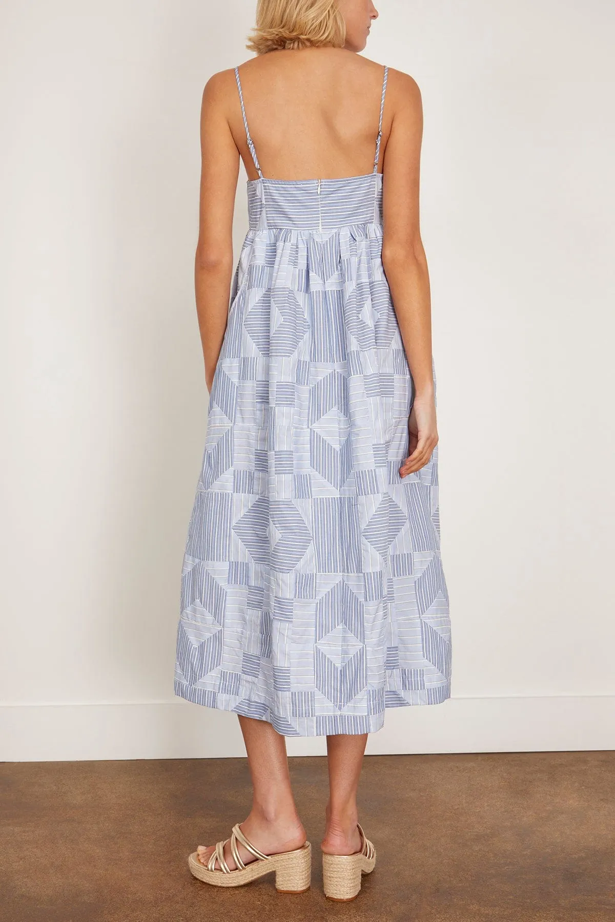 Helmi Striped Shirting Midi Dress in Blue