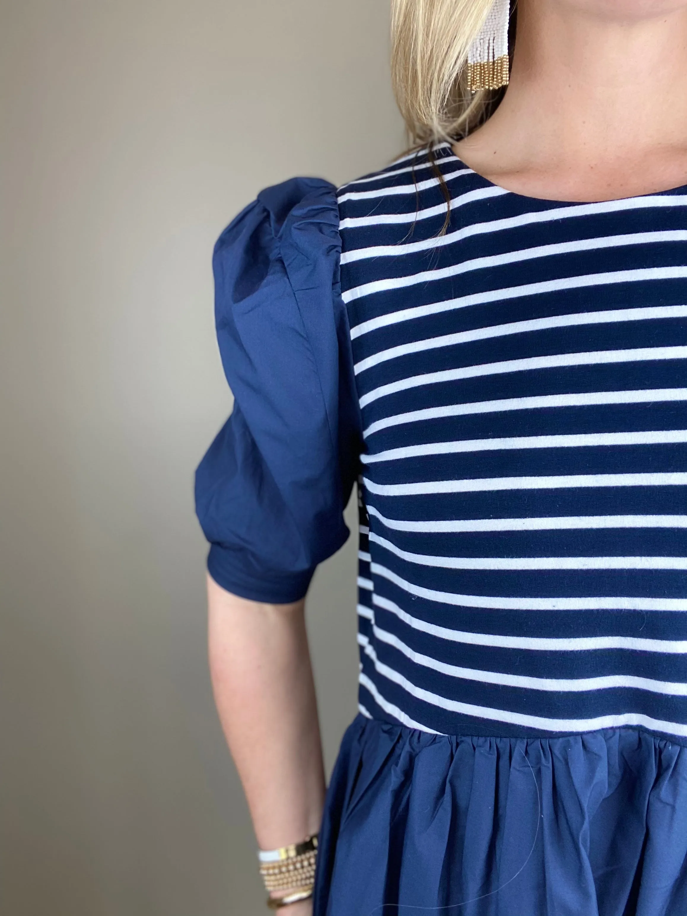 High Low Stripe Combo Dress