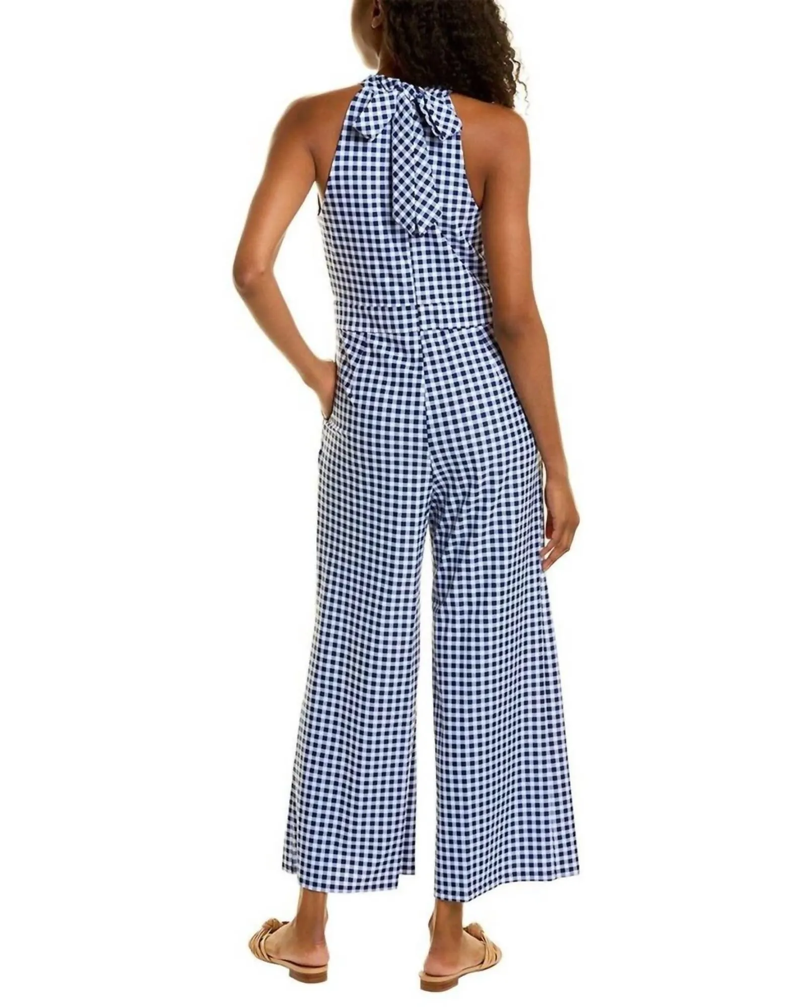 Isabelle Gingham Jumpsuit In Navy | Navy
