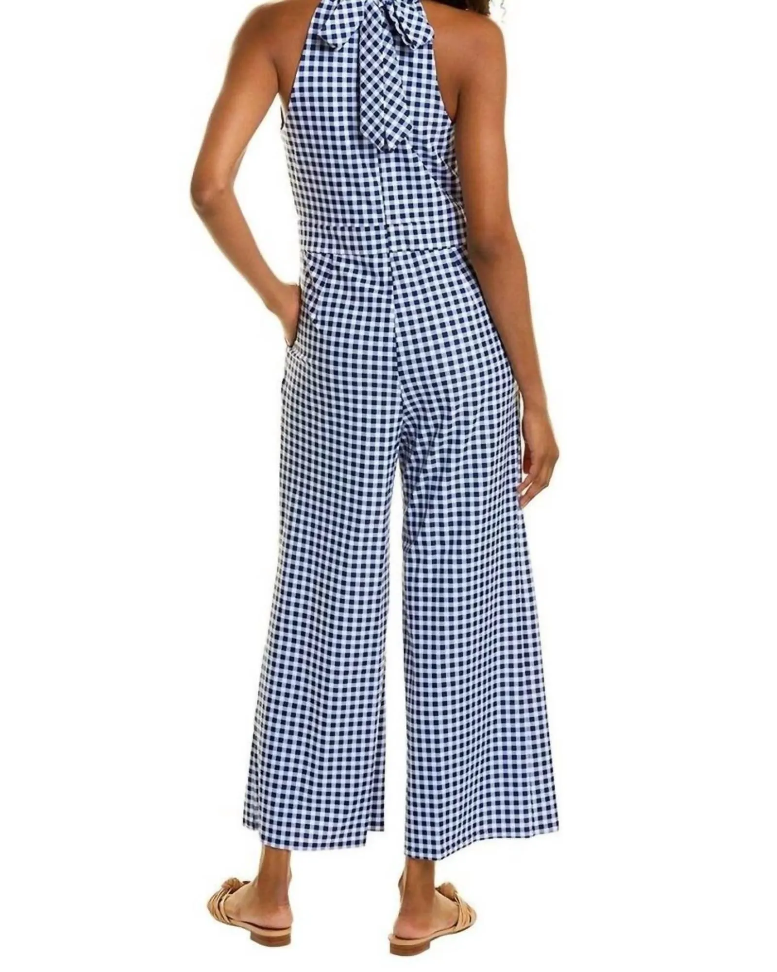 Isabelle Gingham Jumpsuit In Navy | Navy