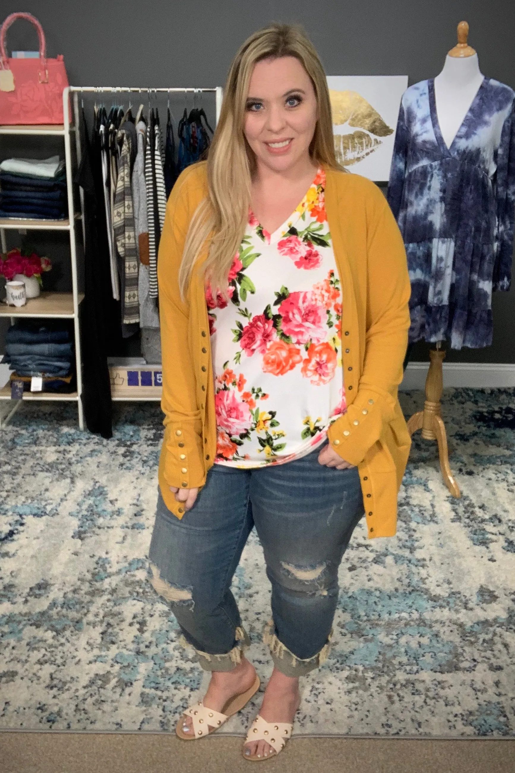 Judy Blue Mid Rise Destroyed Cuffed Relaxed Fit Jeans