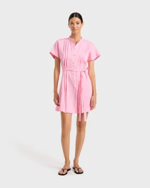 Leiden Pleat Front Mini Dress - Pink