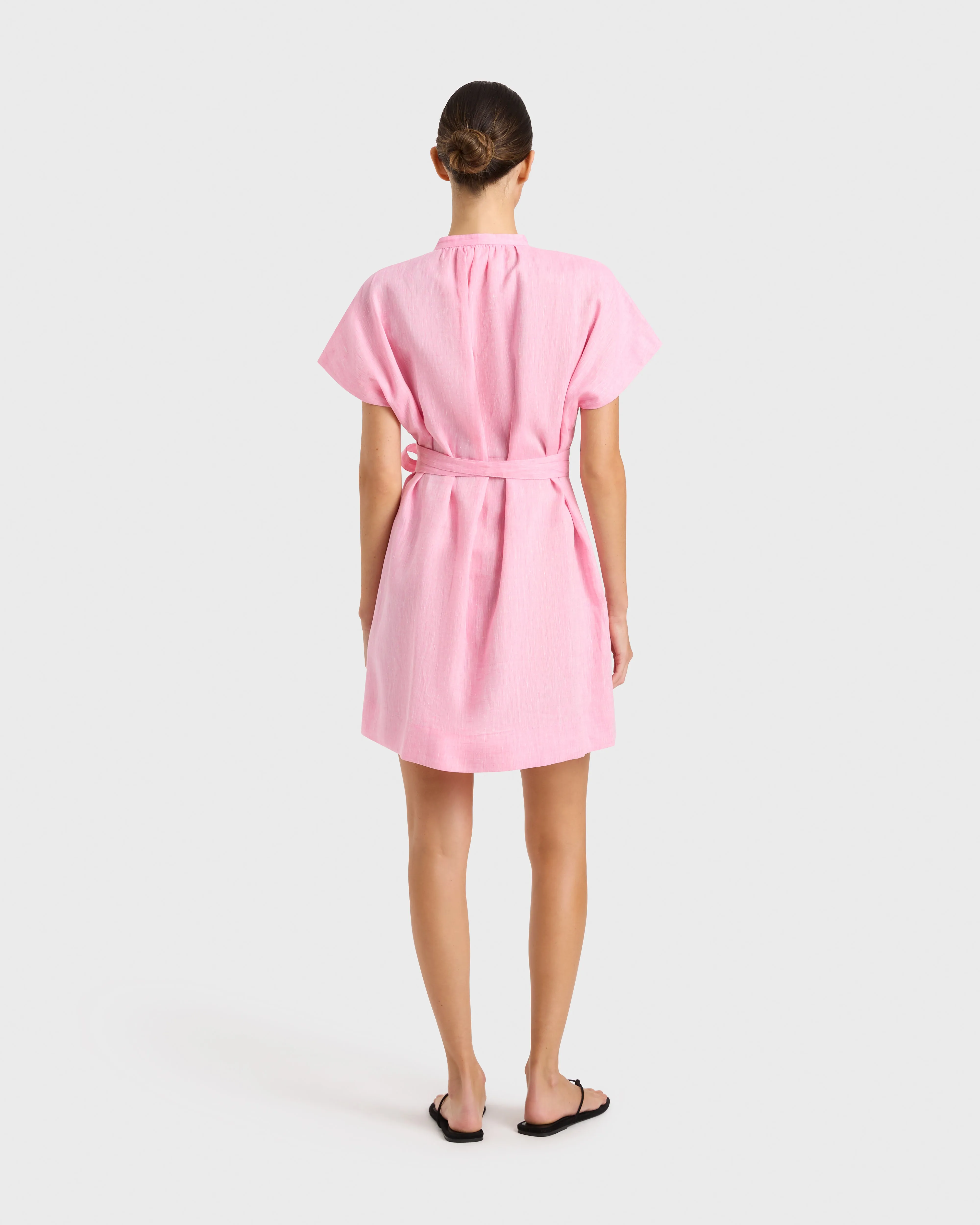 Leiden Pleat Front Mini Dress - Pink