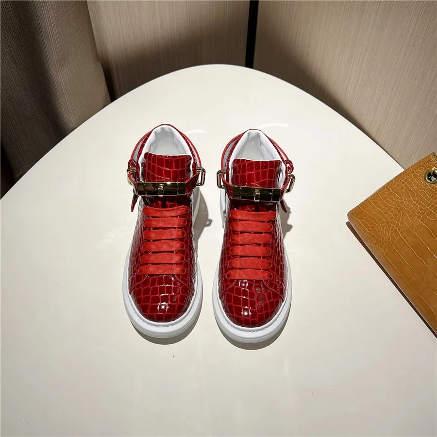 Luxury CrocEmboss High Top Designer Sneakers