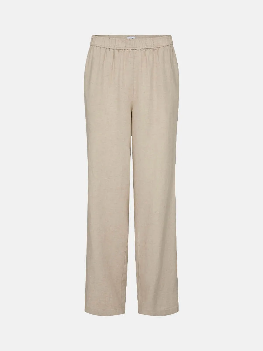Naja 7 Linen Trousers - Island Beige Melange