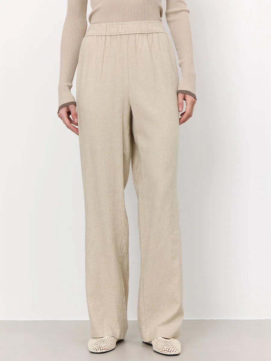 Naja 7 Linen Trousers - Island Beige Melange