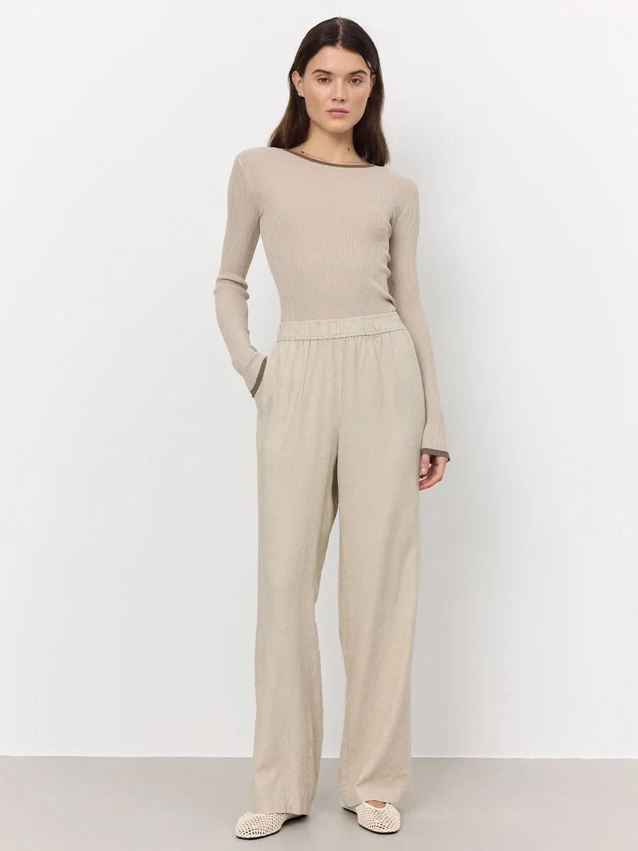 Naja 7 Linen Trousers - Island Beige Melange