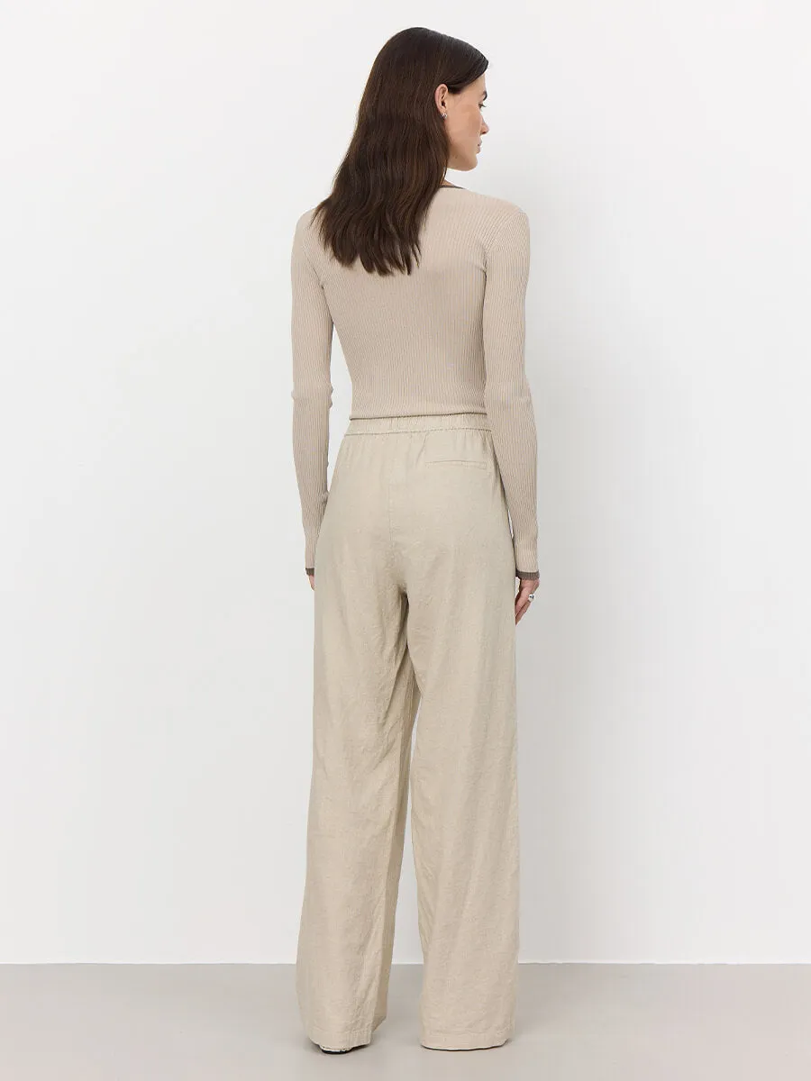 Naja 7 Linen Trousers - Island Beige Melange