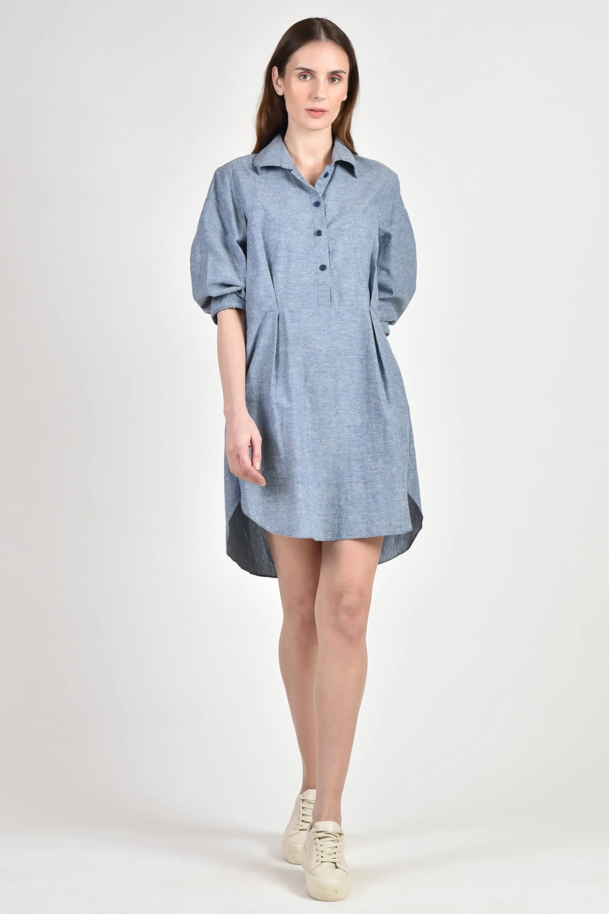 NEVILL Shirtdress with Pleat Detail (Chambray)