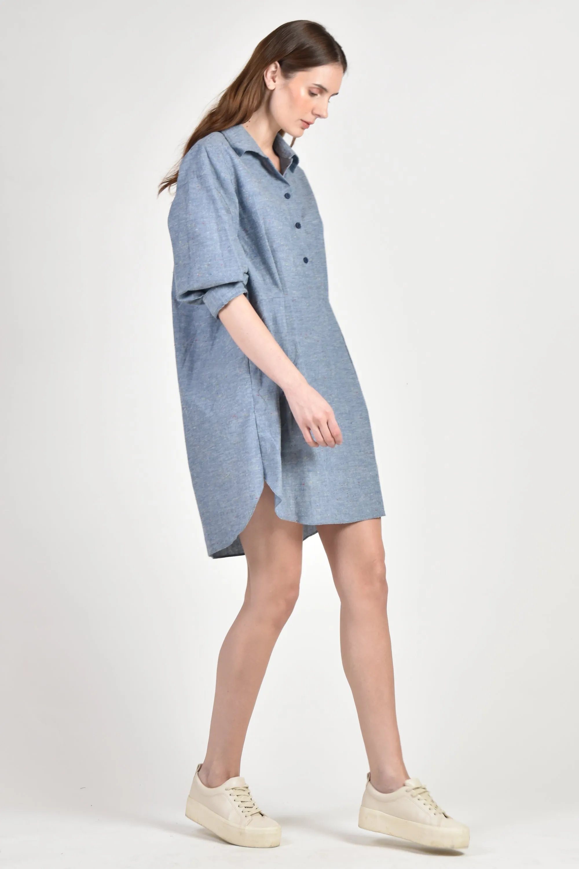 NEVILL Shirtdress with Pleat Detail (Chambray)