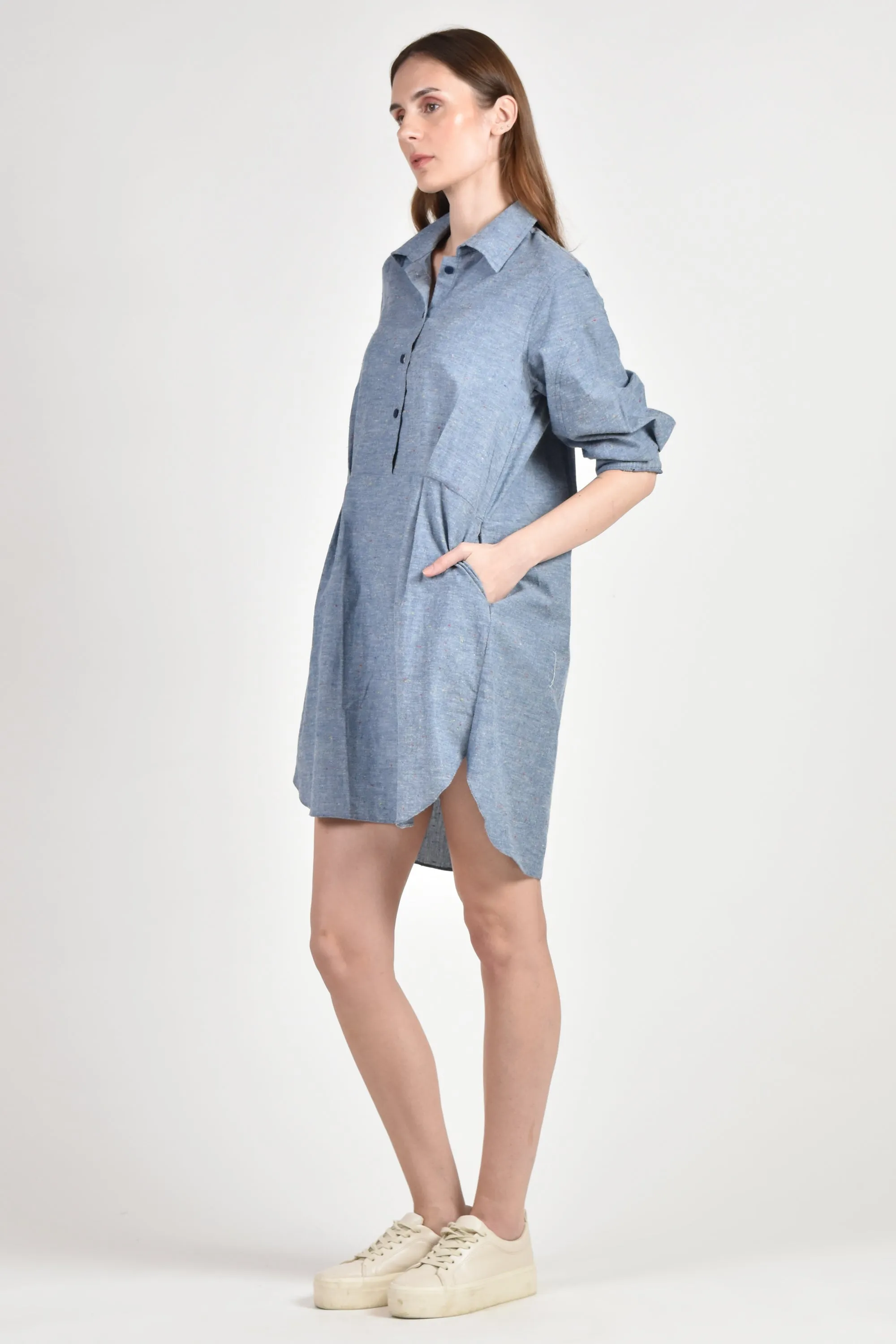 NEVILL Shirtdress with Pleat Detail (Chambray)