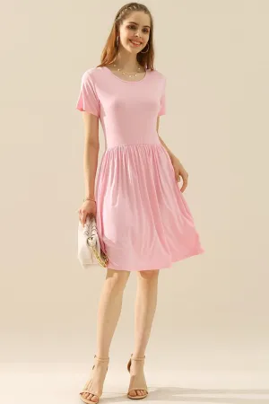Ninexis Full Size Round Neck Ruched Dress