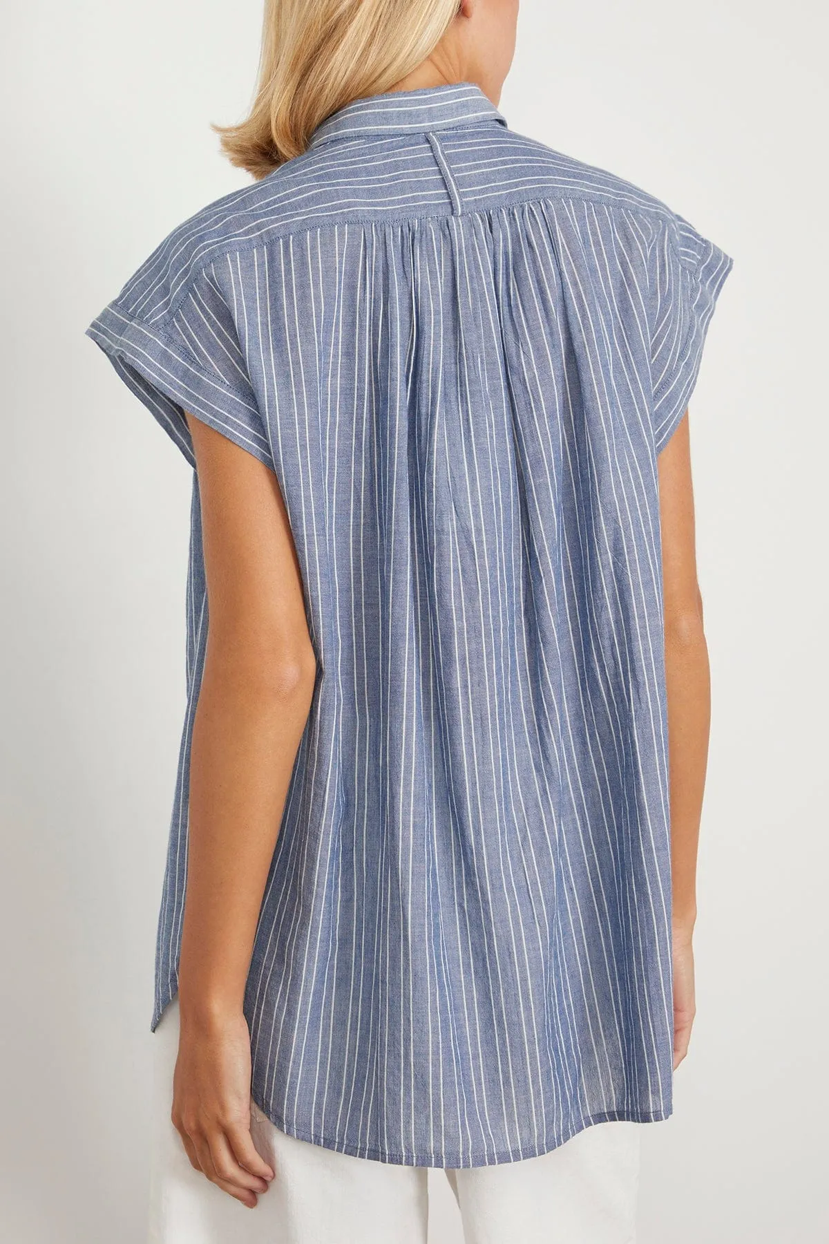 Normandy Blouse in Navy/Ivory Stripe