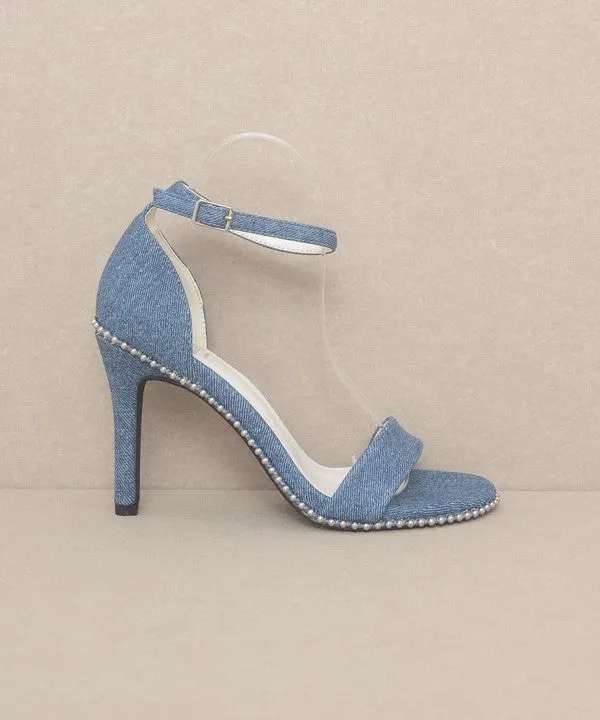 OASIS SOCIETY Dublin Metal Stud Open Toe Heels
