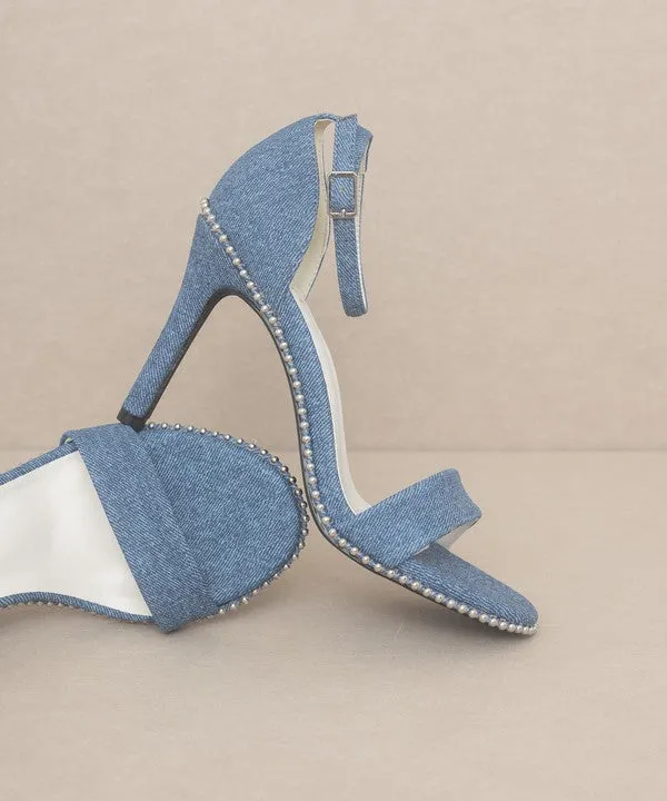 OASIS SOCIETY Dublin Metal Stud Open Toe Heels