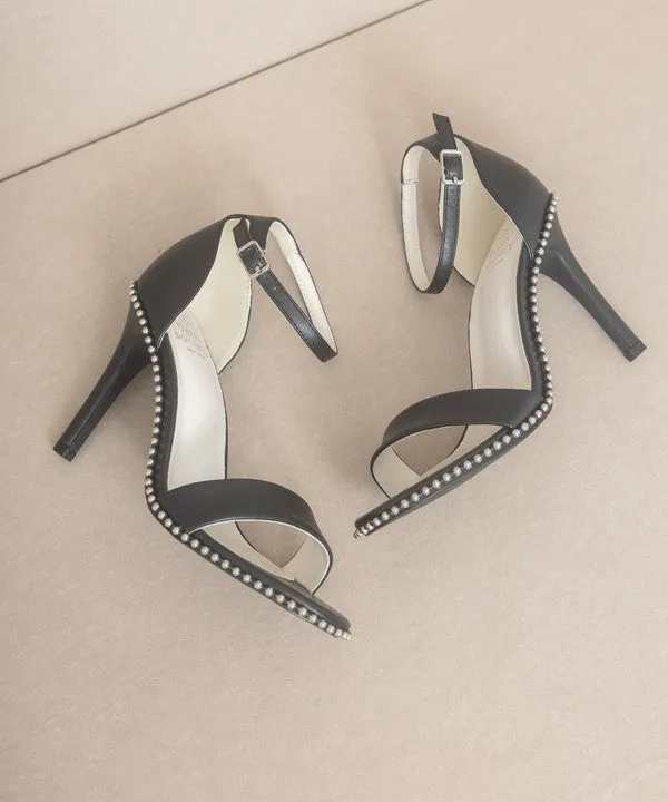 OASIS SOCIETY Dublin Metal Stud Open Toe Heels