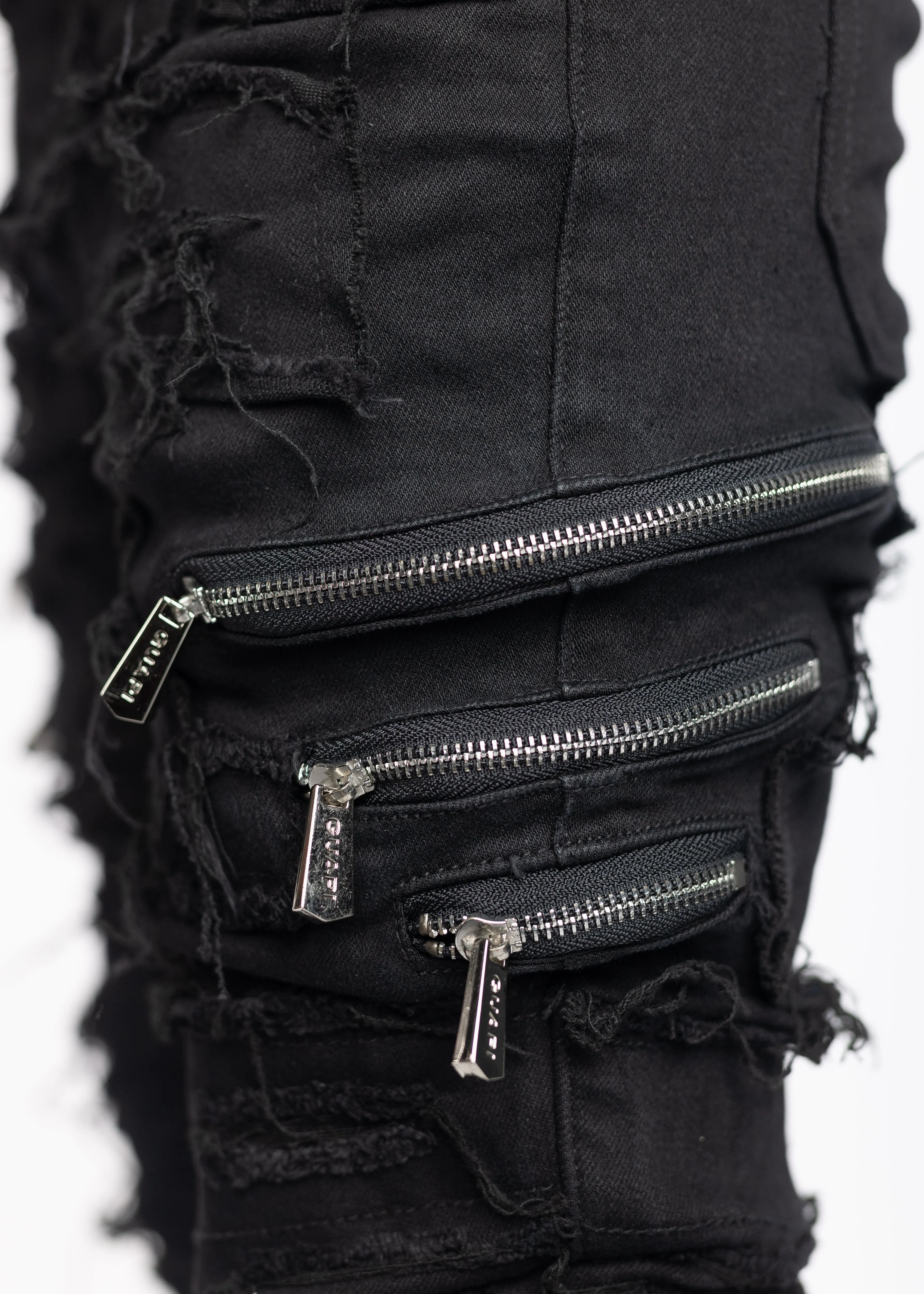 Obsidian Black Distressed Denim