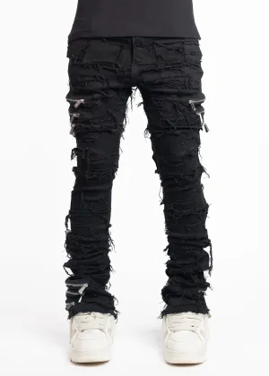 Obsidian Black Distressed Denim