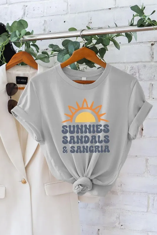Sunnies Sandals and Sangria Graphic Tee - Athletic Gray